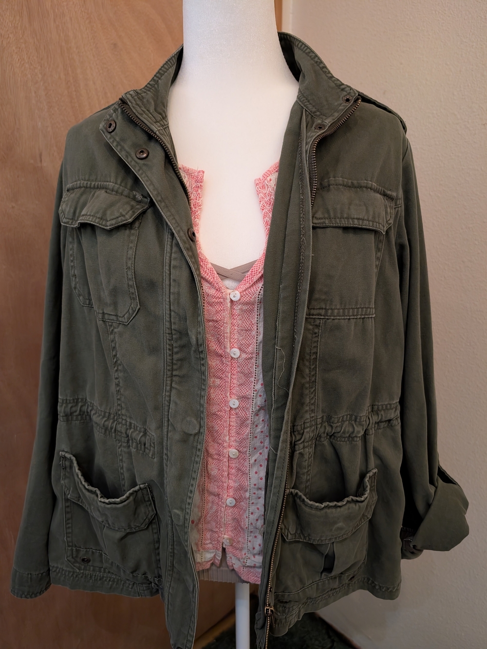 Democracy - Olive Green Utility Jacket with Lots Of Pockets